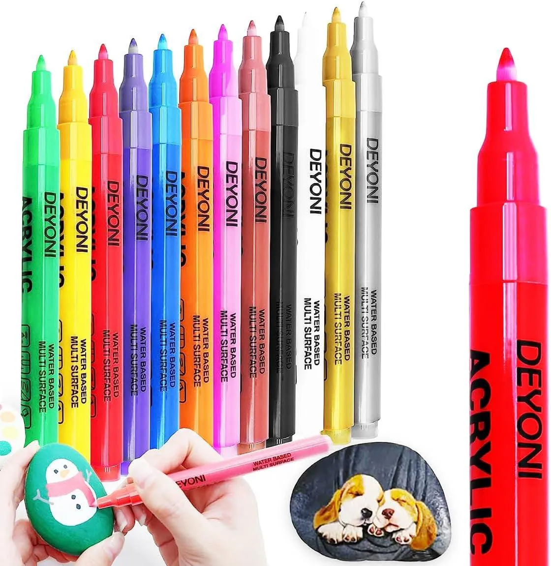 0.7Mm 12 Colors Acrylic Paint Art pens,Extra Fine Paint Pens Acrylic Markers Canvas