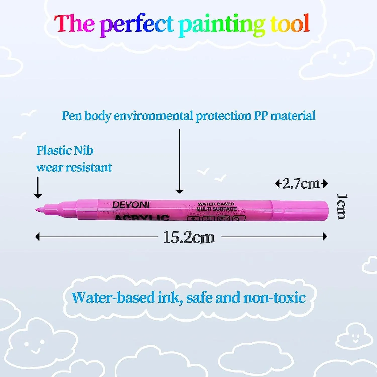 0.7Mm 12 Colors Acrylic Paint Art pens,Extra Fine Paint Pens Acrylic Markers Canvas