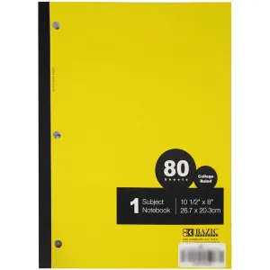 1-Subject Wireless Notebook C/R 80ct Yellow