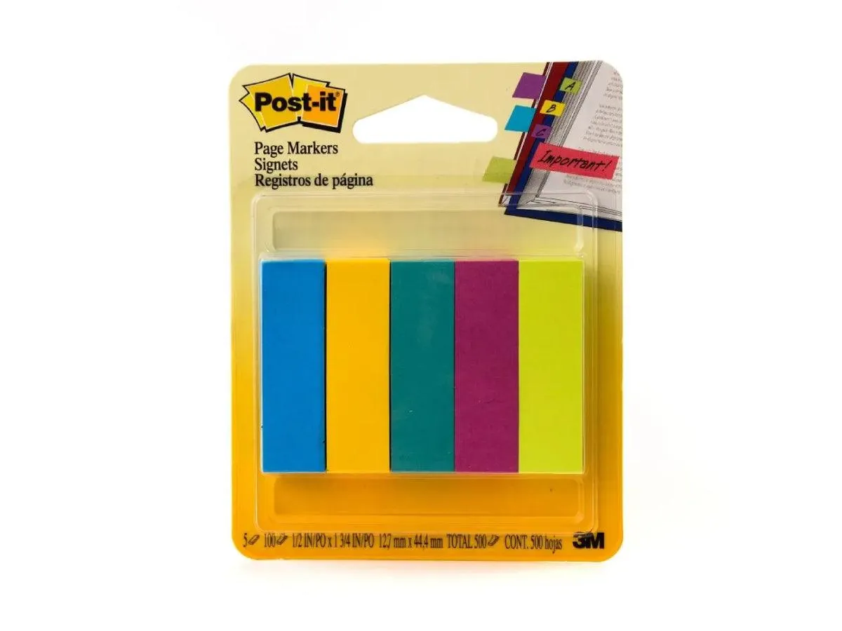 3M Post-It Page Markers Ultra Colors 670-5AU, 5 Pads/Pack, 100 Sheets/Pad