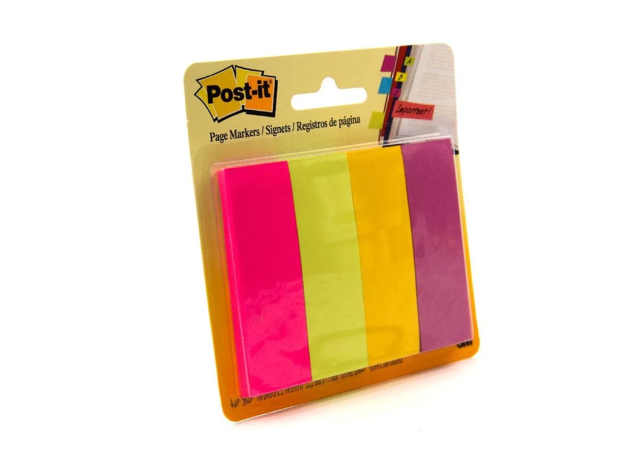 3M Post-It Page Markers Ultra Colors 671-4AU, 4 Pads/Pack, 50 Sheets/Pad