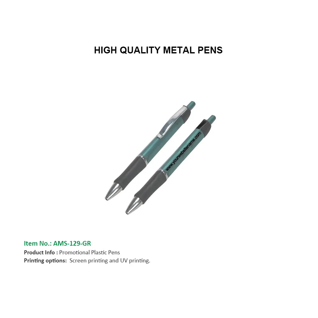 AMS-129-GR - Plastic Pen - Green