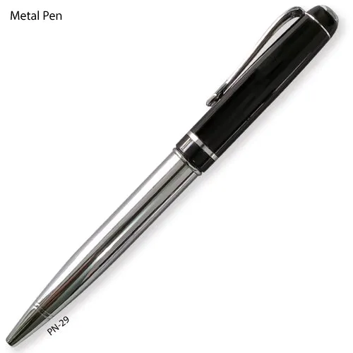 AMS-PN-29 - Black - Chrome Coloured Ball Point Pen