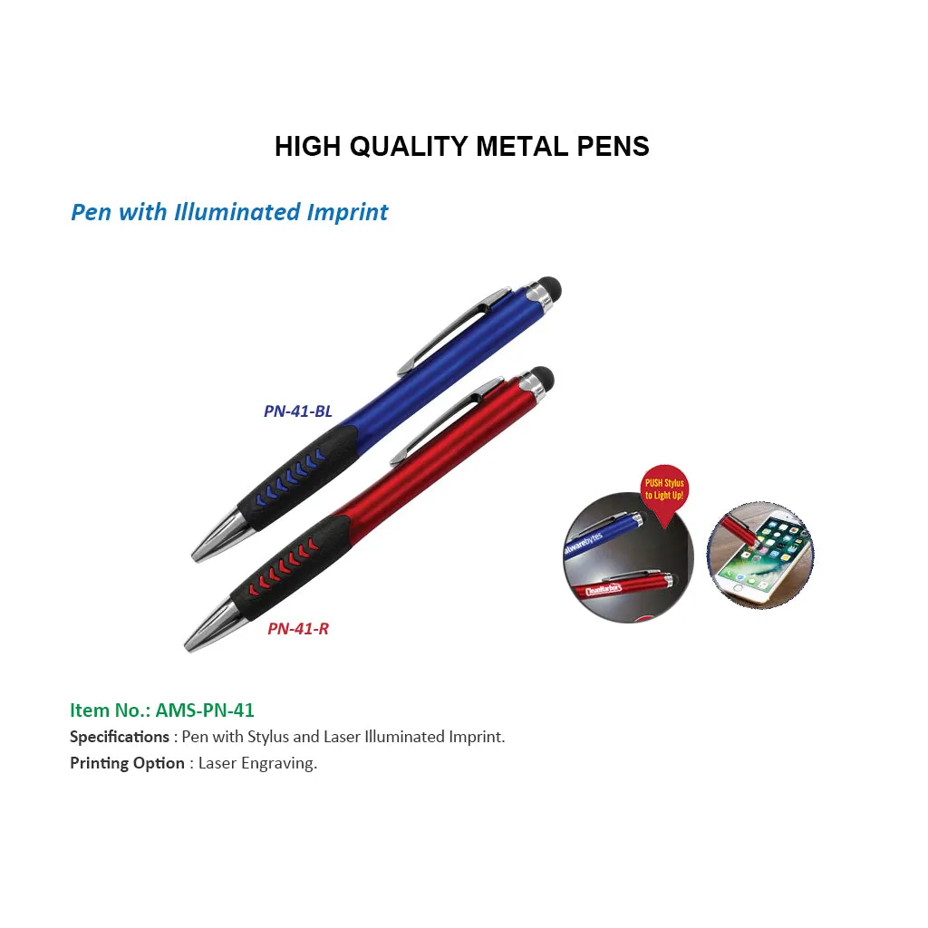 AMS-PN-41 - Metal pen with Stylus   ILLUMINATED LOGO OPTION