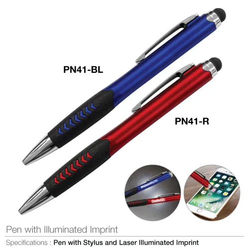 AMS-PN-41 - Metal pen with Stylus   ILLUMINATED LOGO OPTION