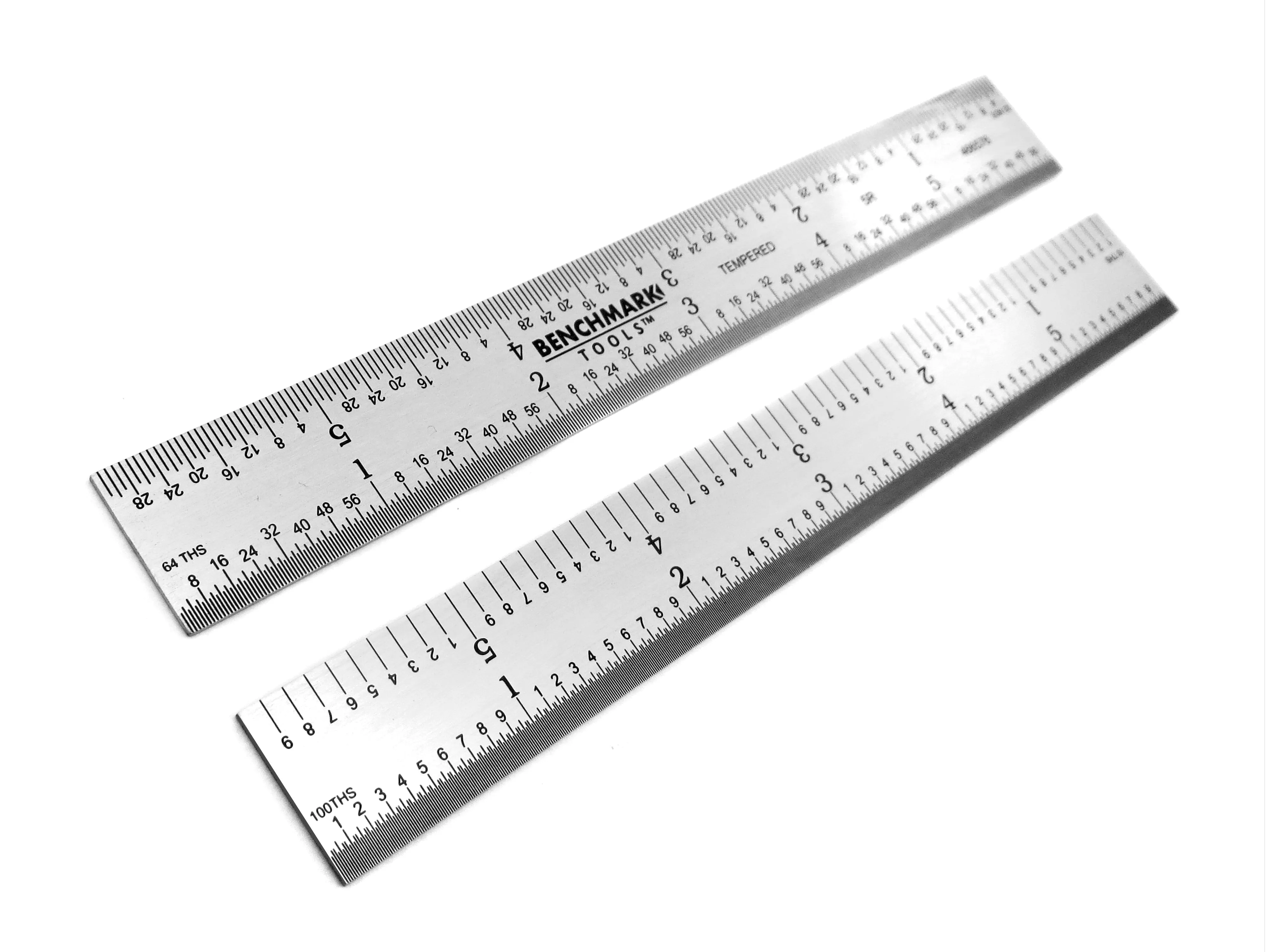 Benchmark Tools™ Rigid 6" 5R Polished Stainless Steel Machinist Rulers