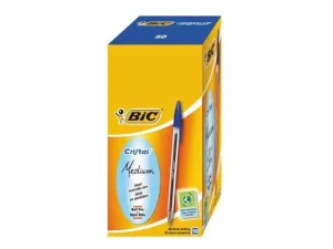 BiC Cristal Medium Ball Point Pen - 1.0mm, Box, Blue (Pack of 50)