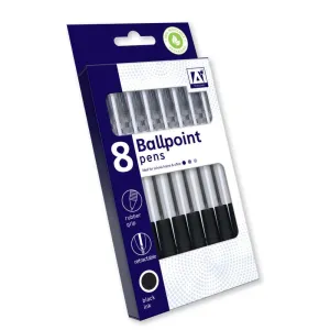 Black Ballpoint Pens - 8 Pack Smooth Writing Office School Supplies Everyday Writing Essentials