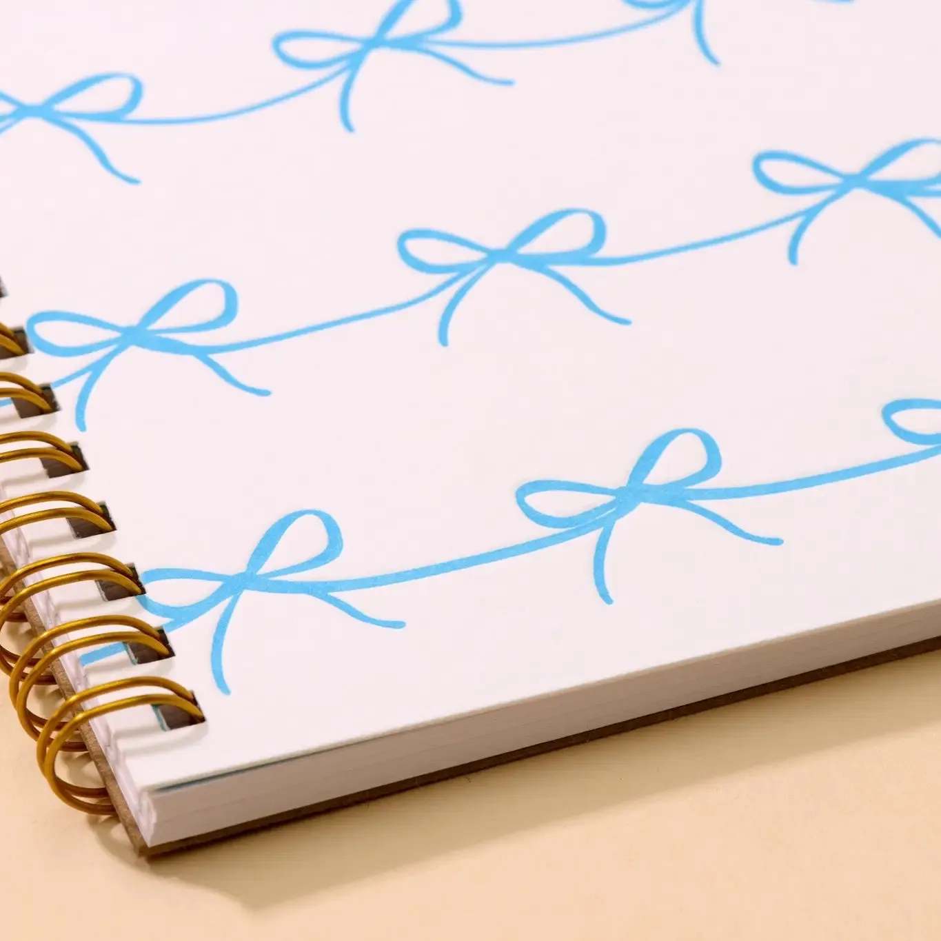 Blue Bows Spiral Bound Letterpress Notebook