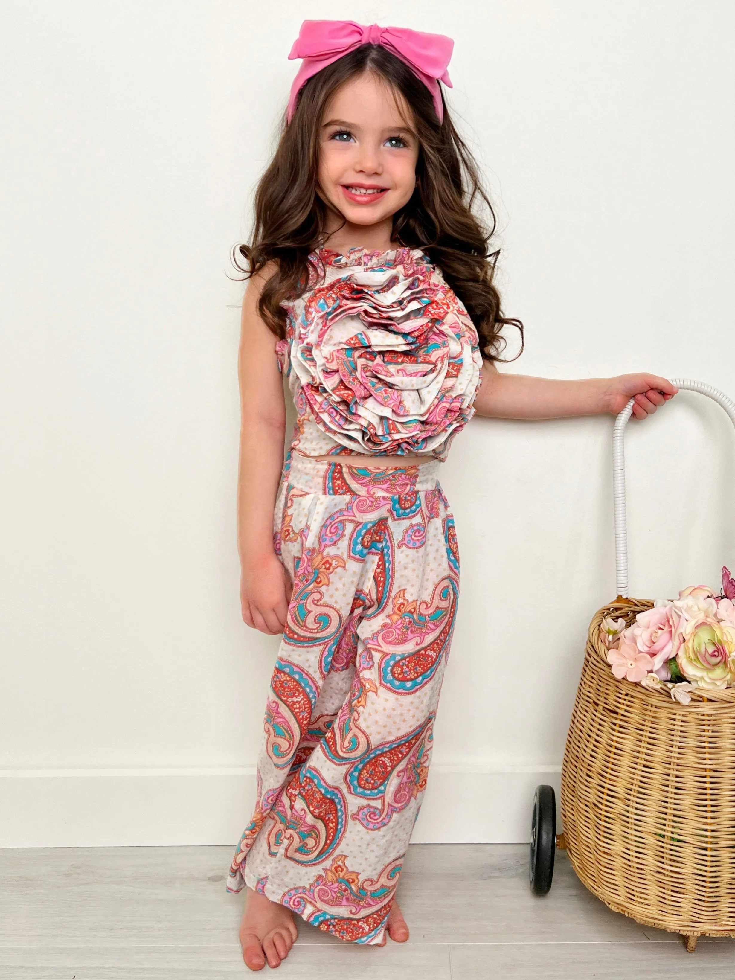 Born To Bloom Rose Top and Paisley Palazzo Pants Set