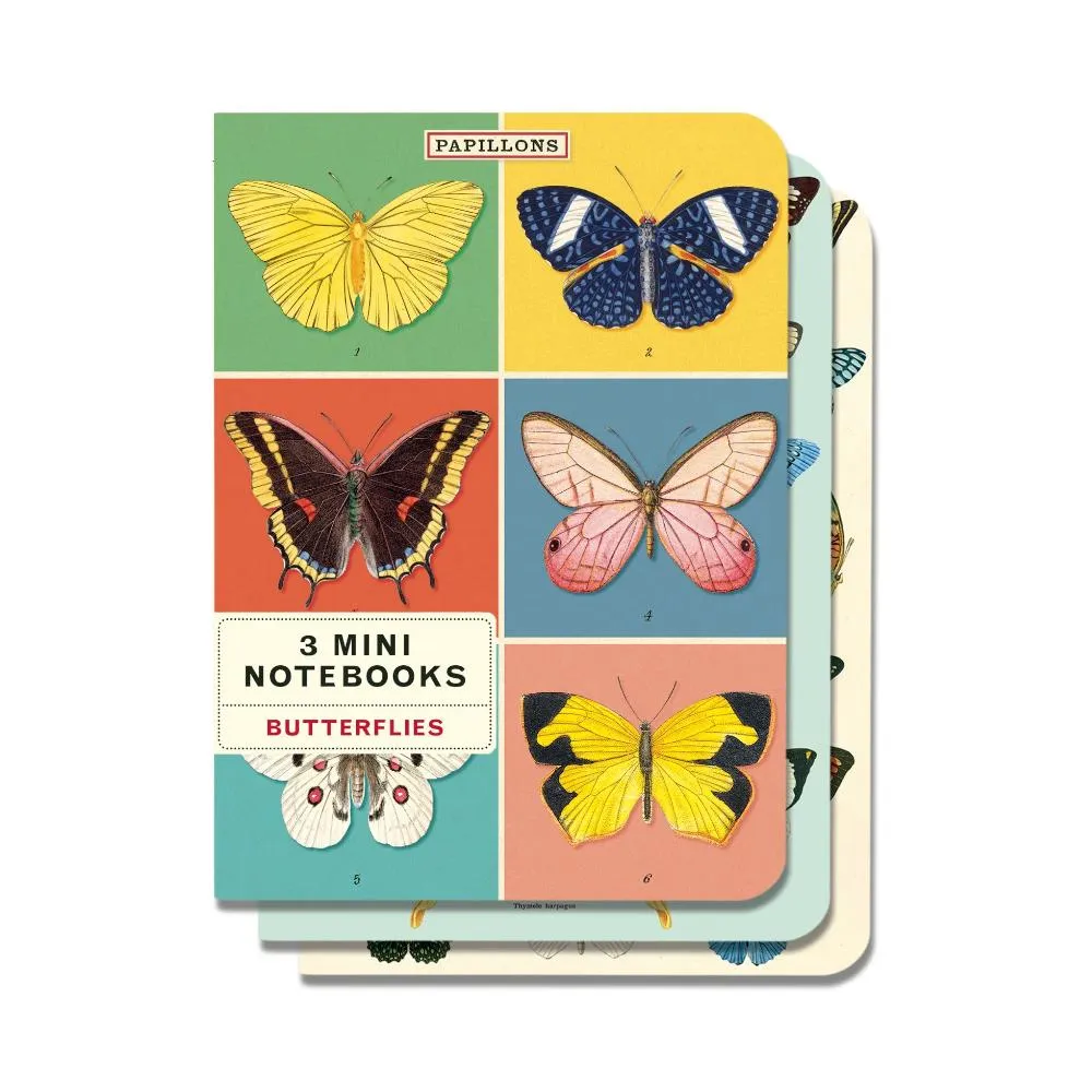 Cavallini Mini Notebook Set 3pk - Butterflies, Mixed Paper