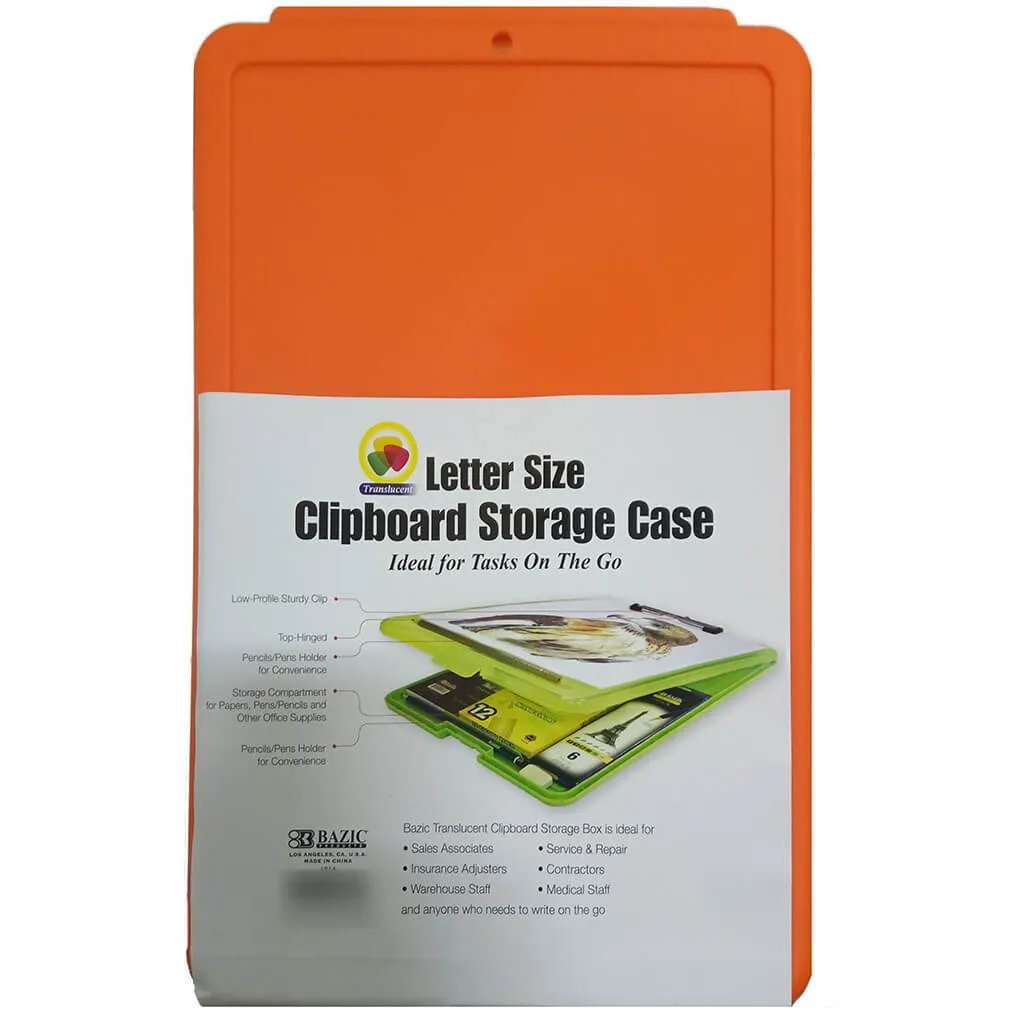 Clipboard Storage Case Translucent Orange