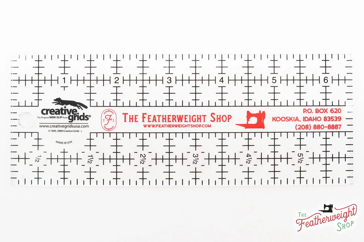 Cutting Ruler, Singer Featherweight CREATIVE GRIDS 2 1/2" x 6 1/2" (with self-grips)