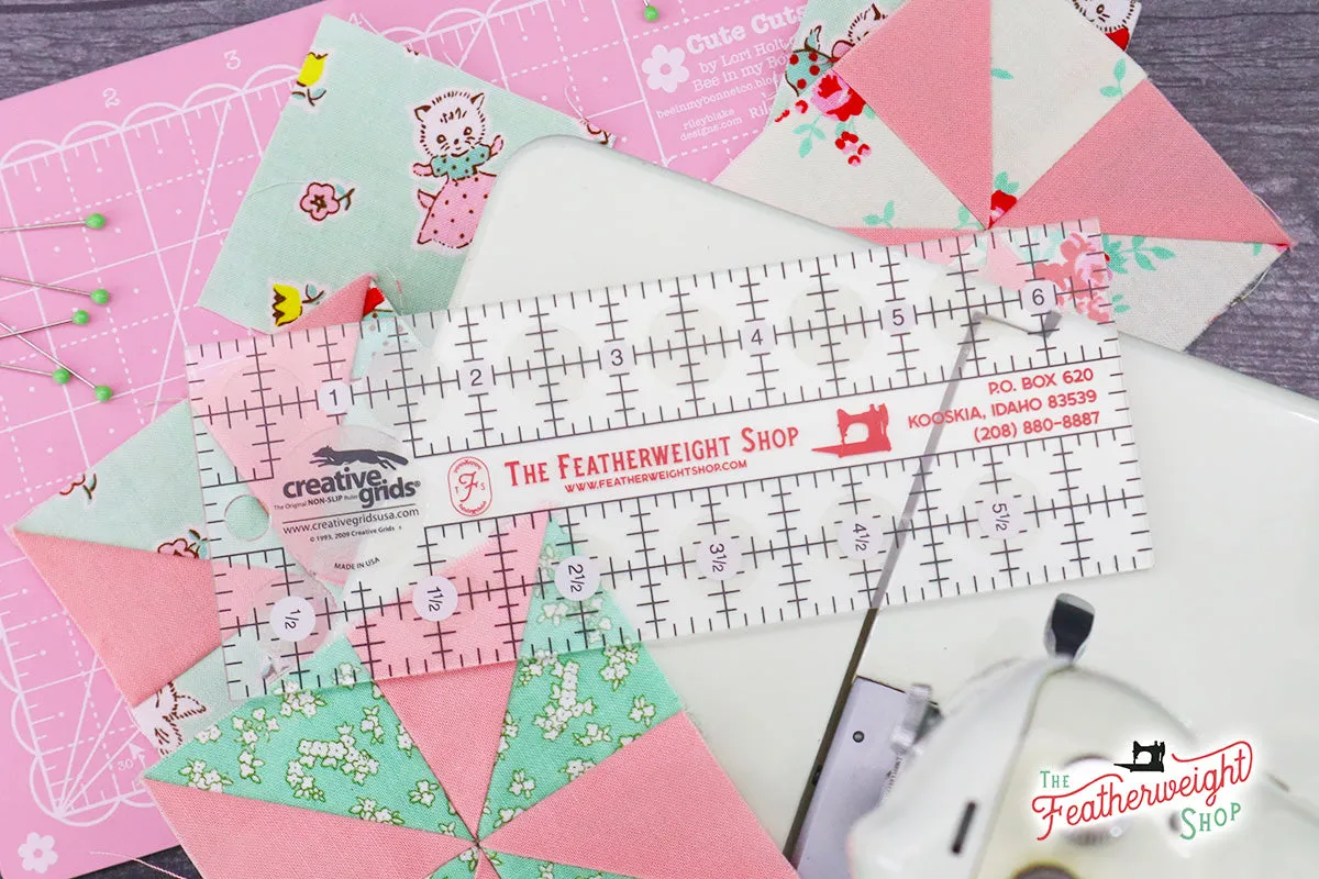 Cutting Ruler, Singer Featherweight CREATIVE GRIDS 2 1/2" x 6 1/2" (with self-grips)