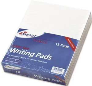 Evidence Glue Top Ruled Pads Wide Rule Ltr White 50-Sheet Pads Per Pack Dozen