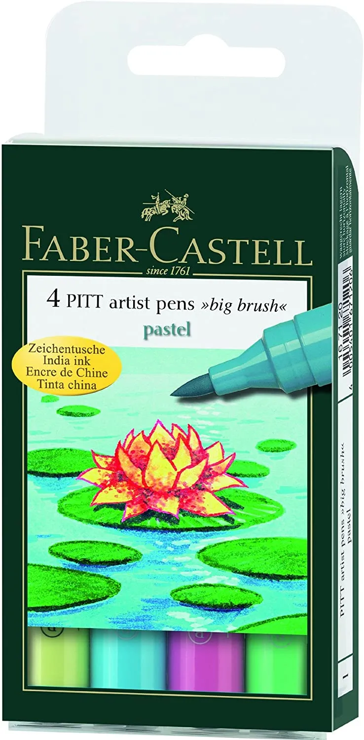 FABER-CASTELL PITT Artist Big Brush Pen "Pastel colors" Wallet of 4