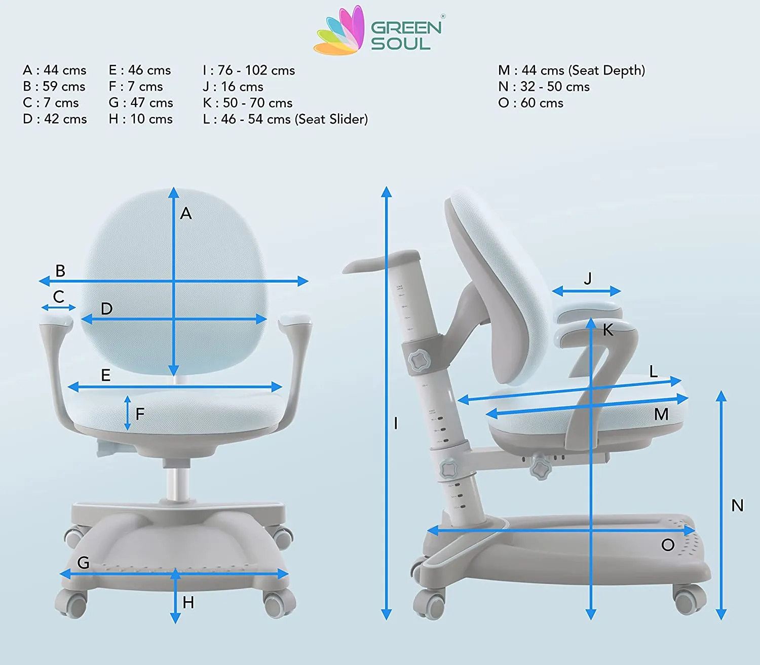 Green Soul Prodigy Scholar Kids Study Chair