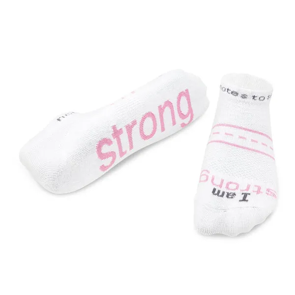 'I am strong'™ white 'LITE-NOTES'™ socks - pink words