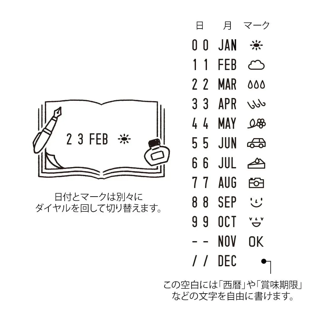 Midori Paintable Rotating Date Stamp - Stationery