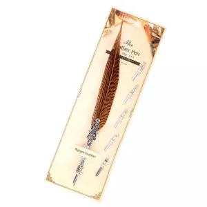 Natural Golden Pheasant Retro Feather Calligraphy Dip Quill Pen