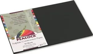 Peacock Sulphite Construction Paper 76 Lbs. 12 X 18 Black 50 Sheets/Pack