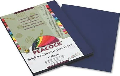 Peacock Sulphite Construction Paper 76 Lbs. 9 X 12 Dark Blue 50 Sheets/Pack