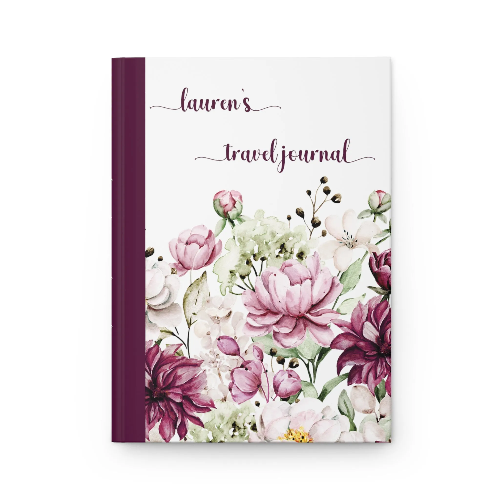 Personalised Hardcover Travel Journal Matte, Wildflowers