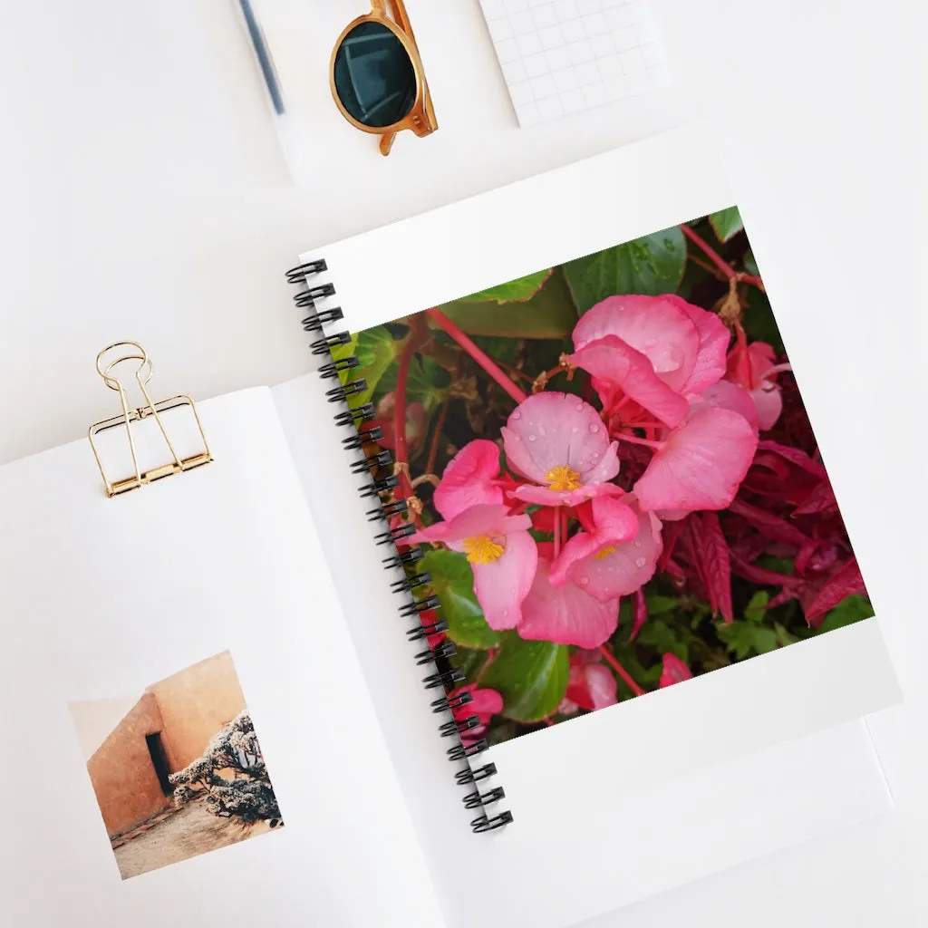 Pink Flowers Spiral Notebook - Ruled Line