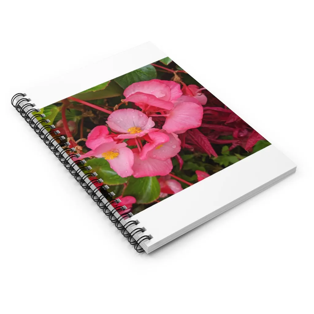 Pink Flowers Spiral Notebook - Ruled Line