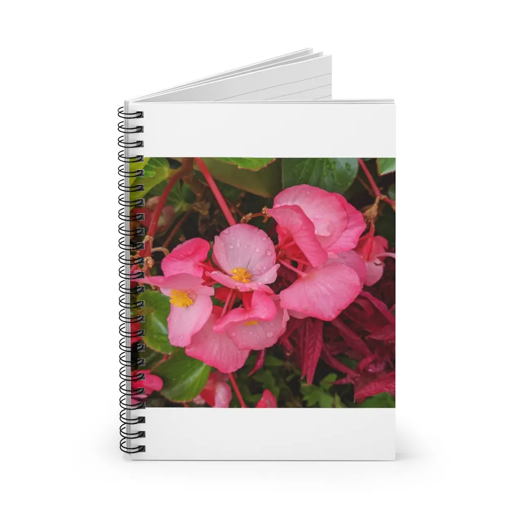 Pink Flowers Spiral Notebook - Ruled Line