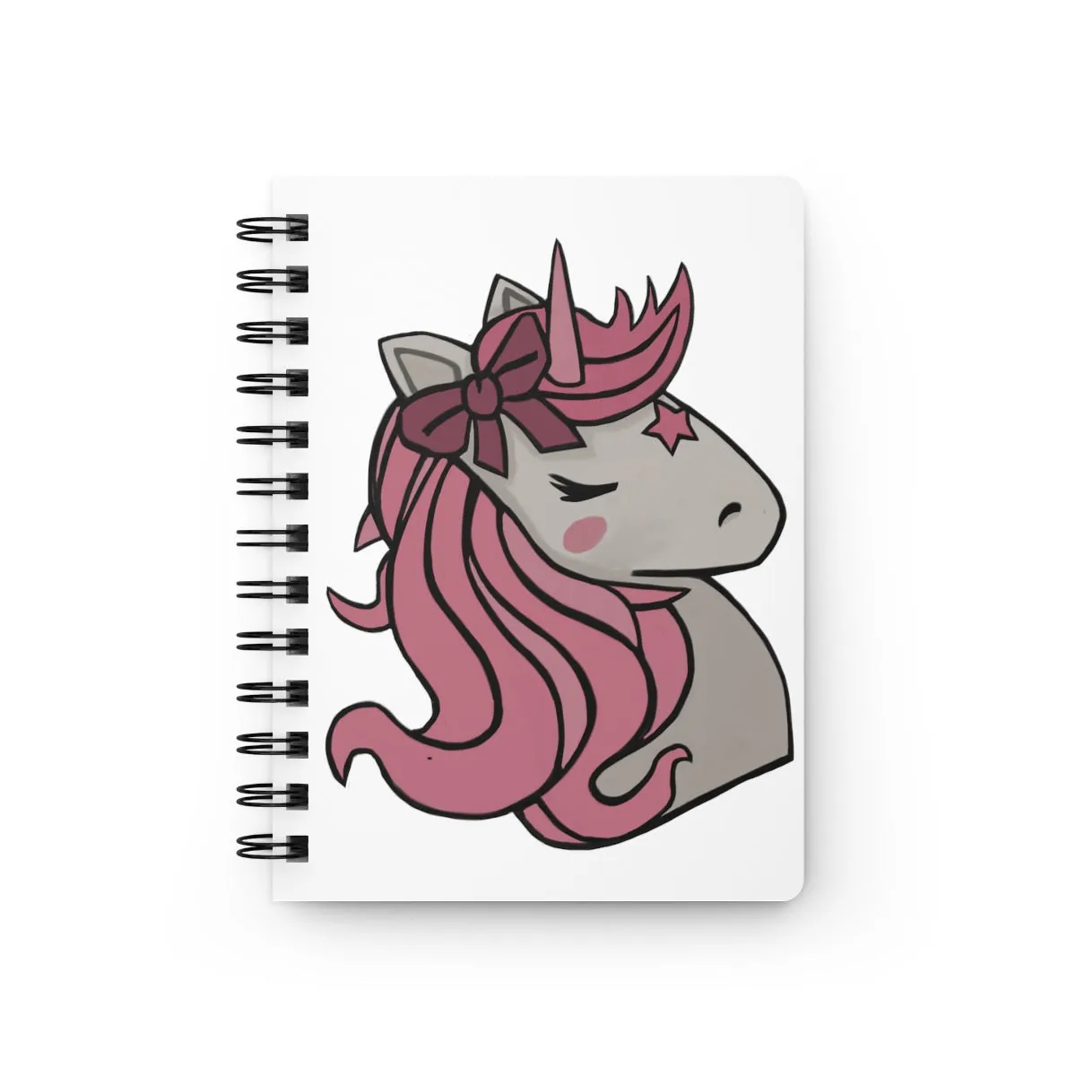 Pink Hair Unicorn Head Spiral Bound Journal