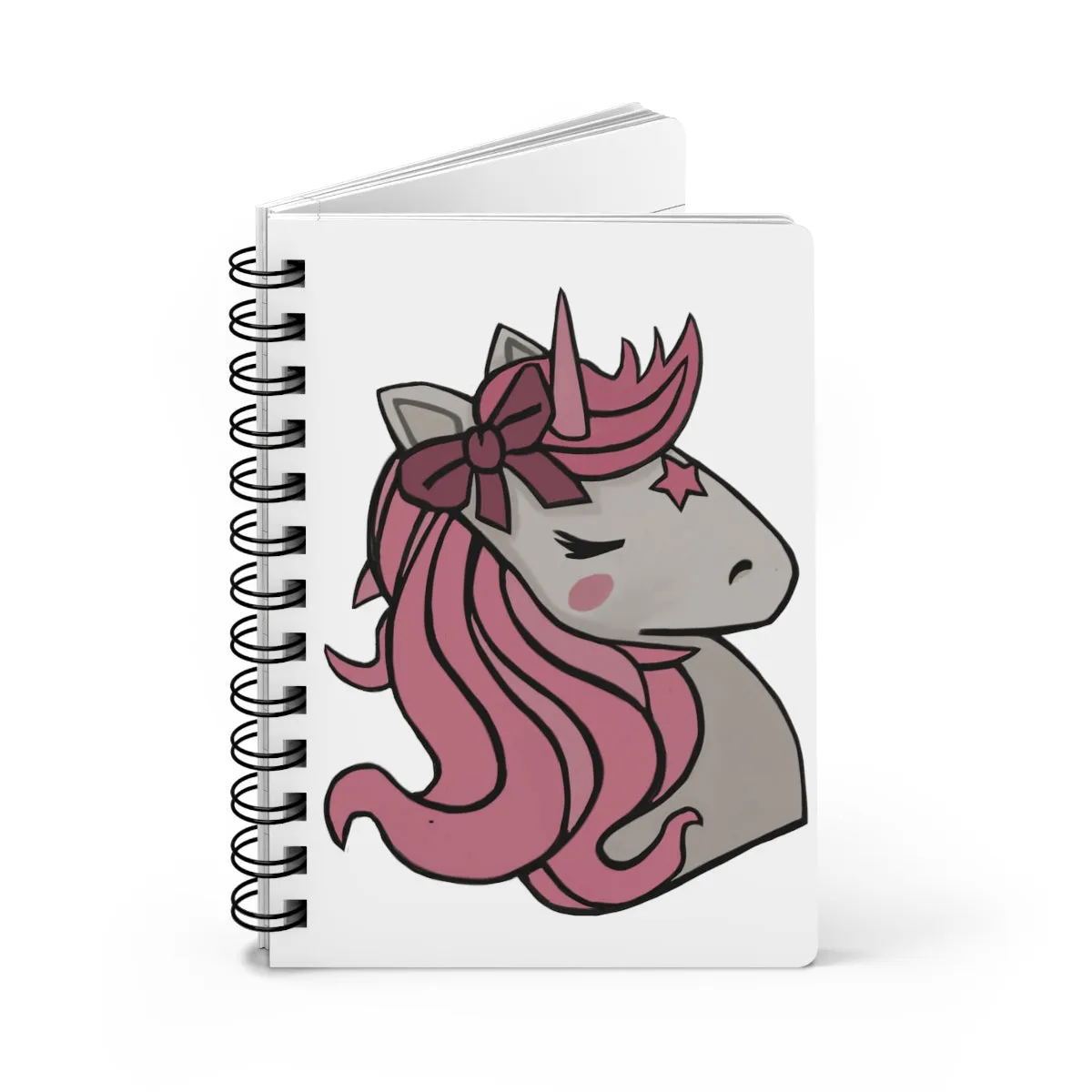 Pink Hair Unicorn Head Spiral Bound Journal