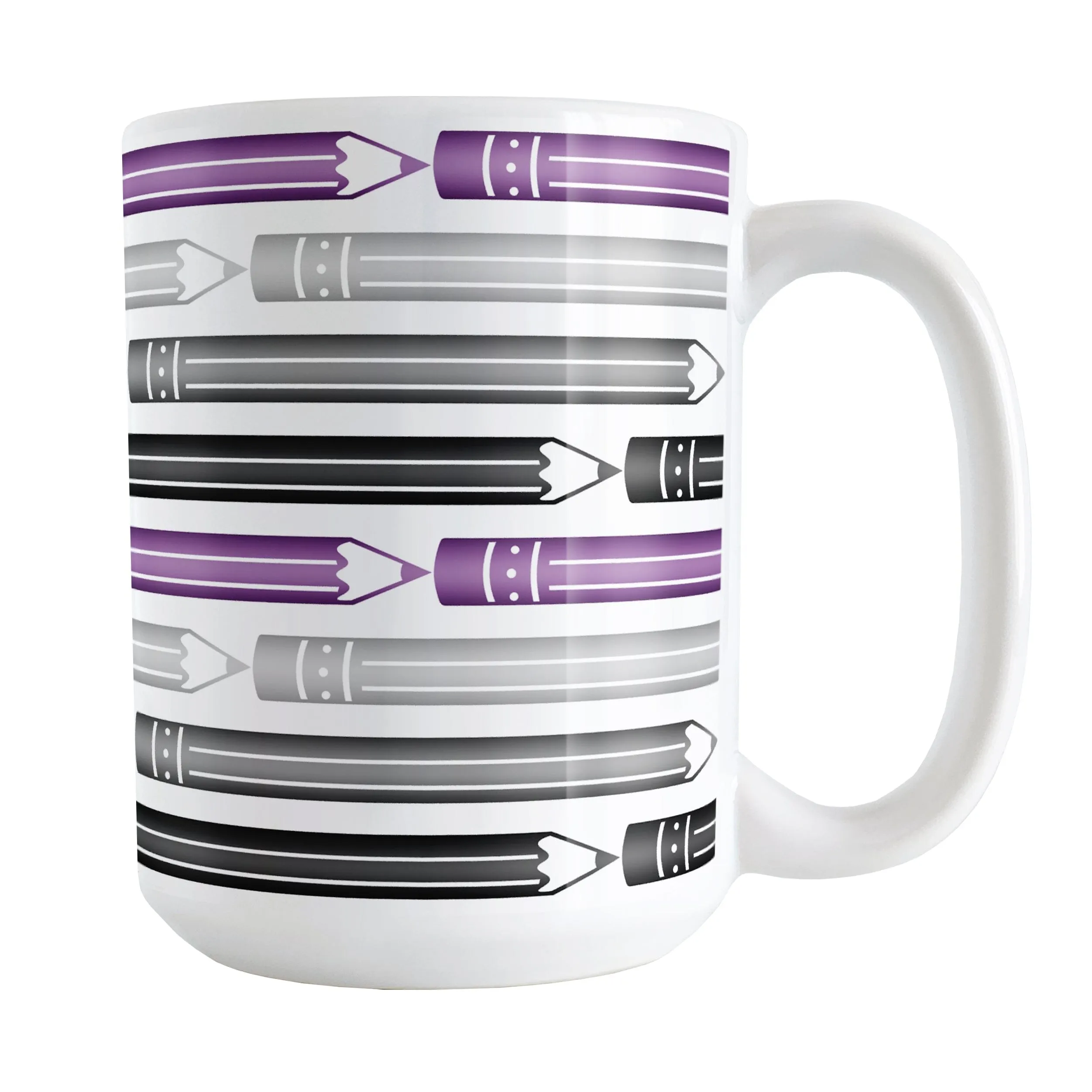 Purple Gray Black Pencils Pattern Mug