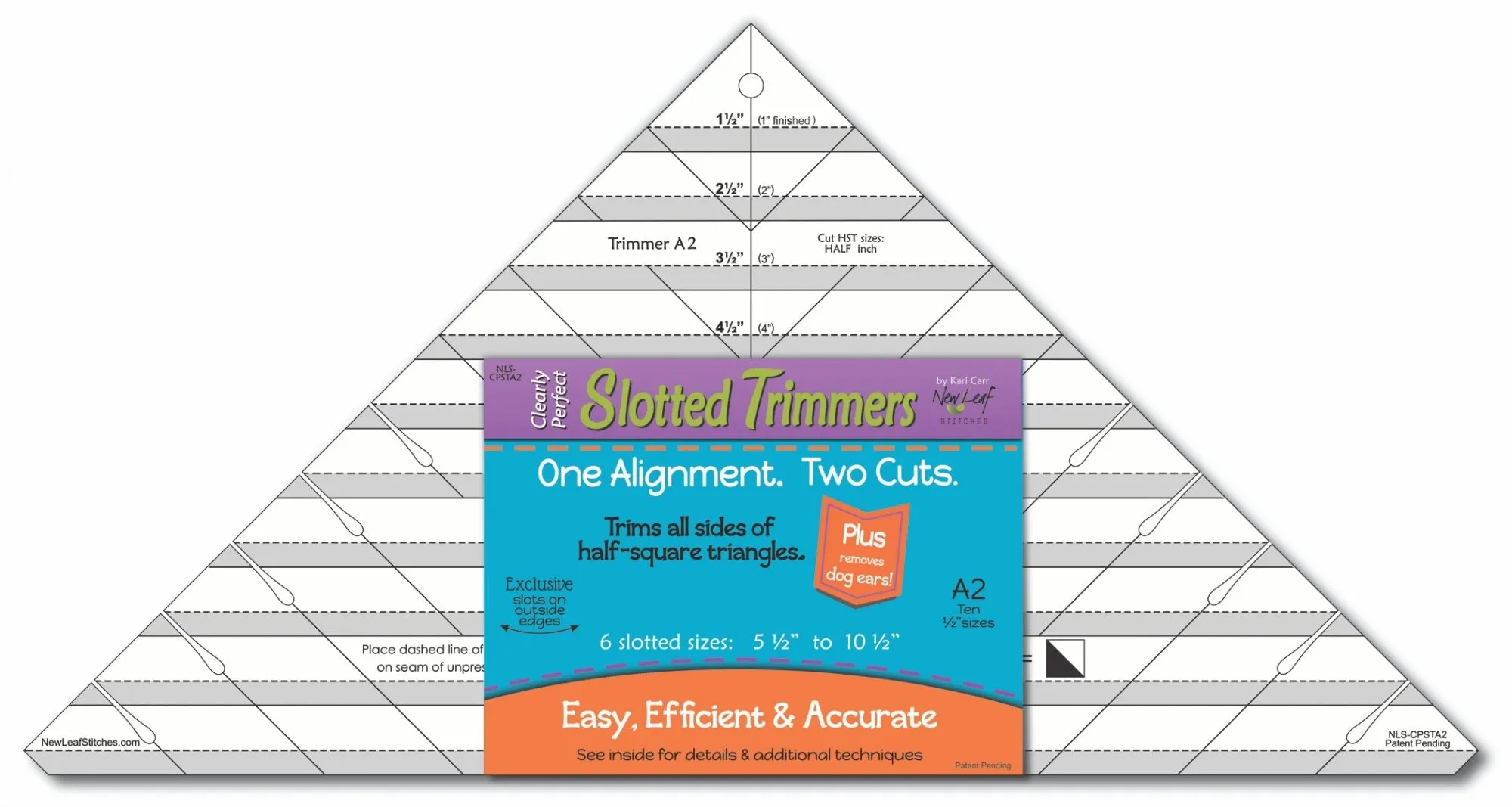 Slotted Trimmer Ruler by New Leaf Stitches, B2 LARGER SIZE