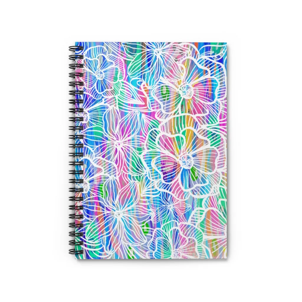 White Floral Spiral Notebook - Ruled Line