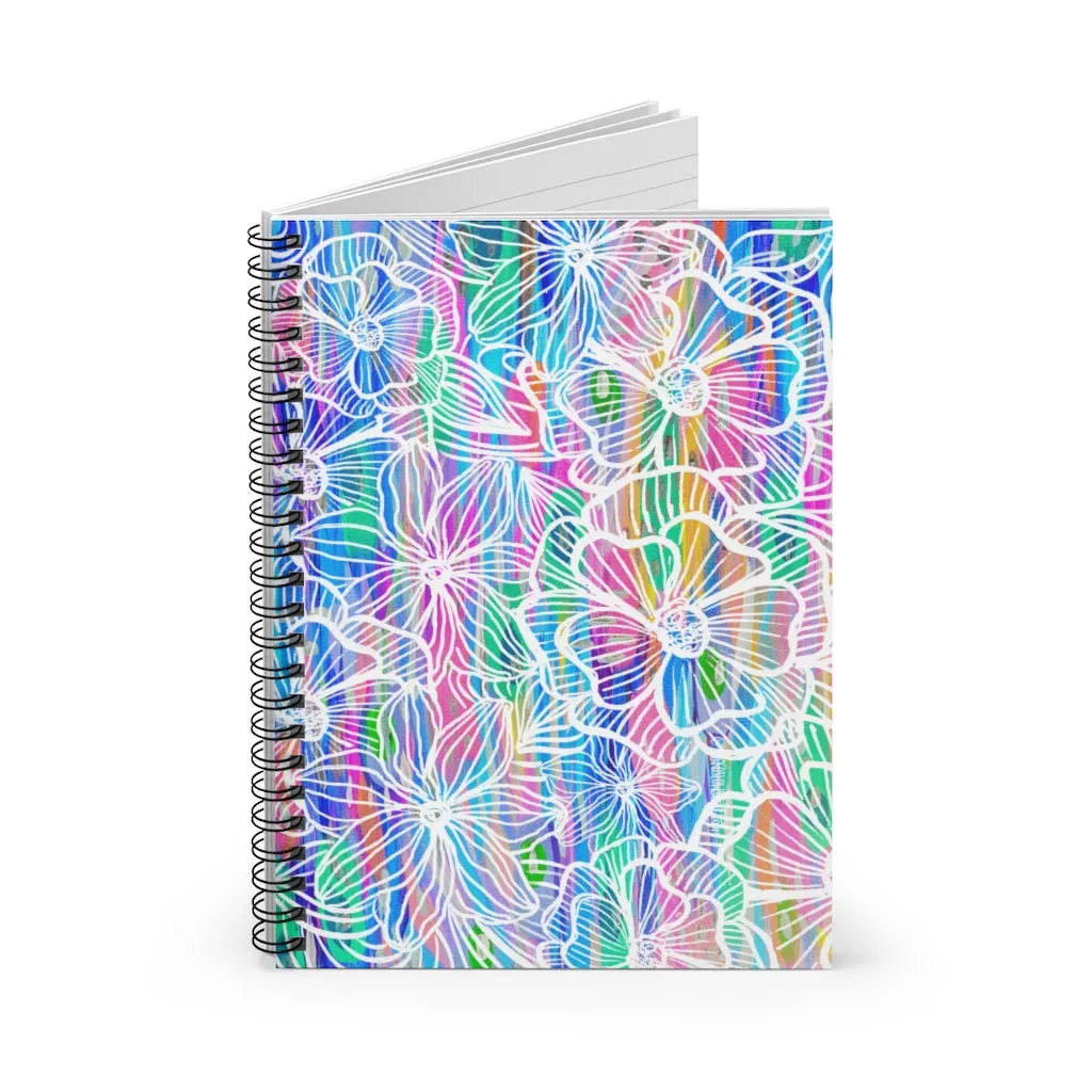 White Floral Spiral Notebook - Ruled Line