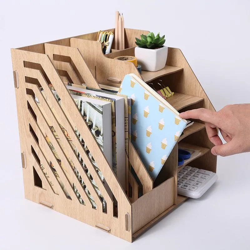 Wooden File Holder - Four Levels plus Two Columns