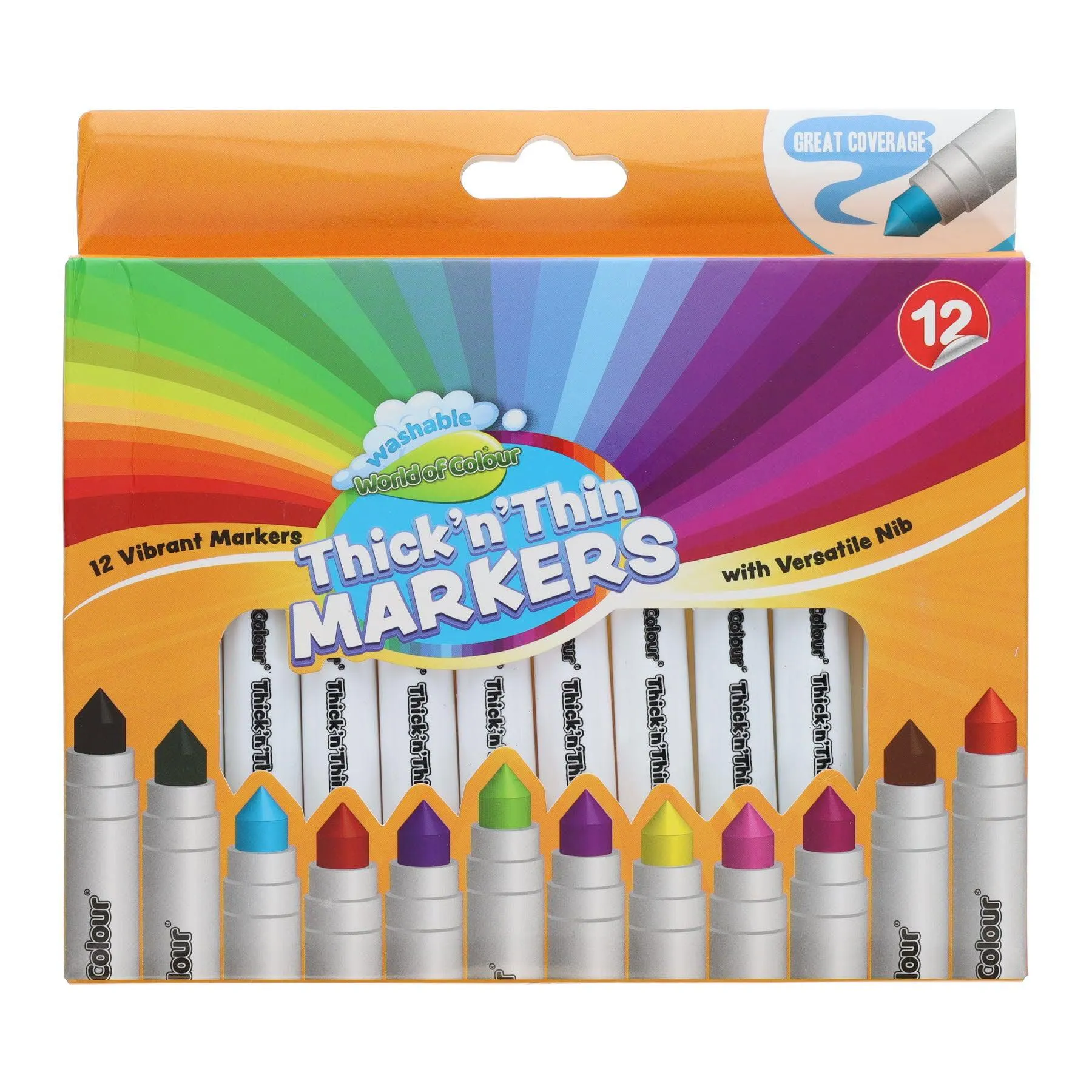 World of Colour - Thick'N'Thin Washable Markers - Pack of 12