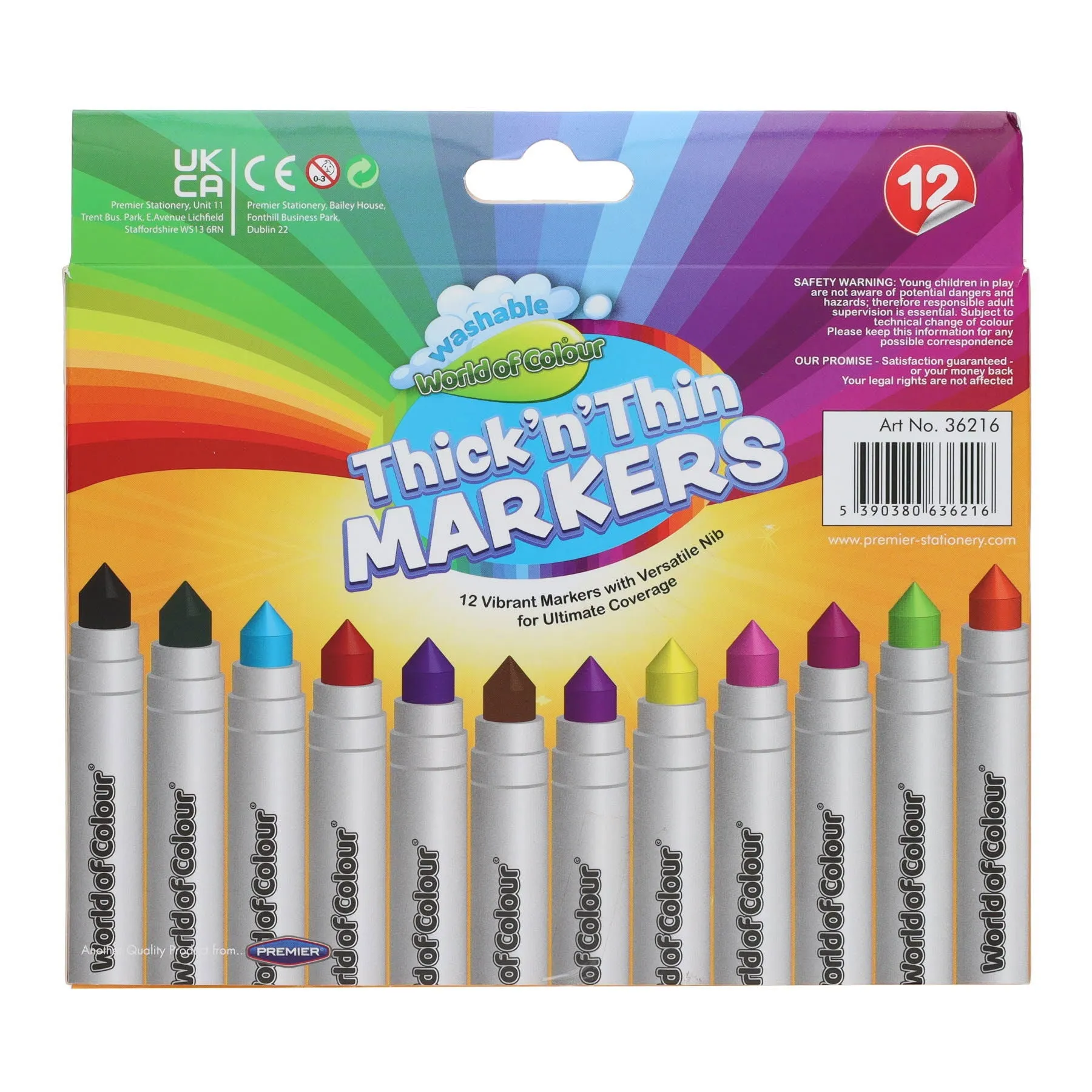 World of Colour - Thick'N'Thin Washable Markers - Pack of 12