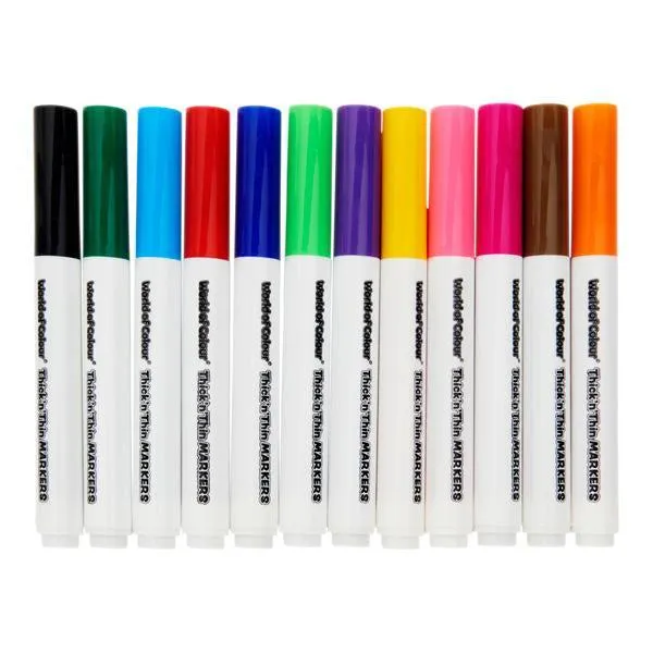 World of Colour - Thick'N'Thin Washable Markers - Pack of 12