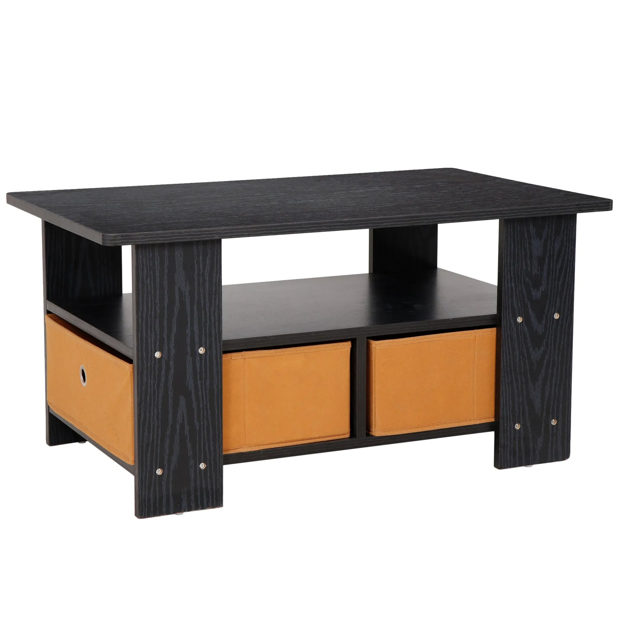 ZENY™ Coffee Table with Storage Shelves and Bin Drawer, Modern Wood Coffee Table