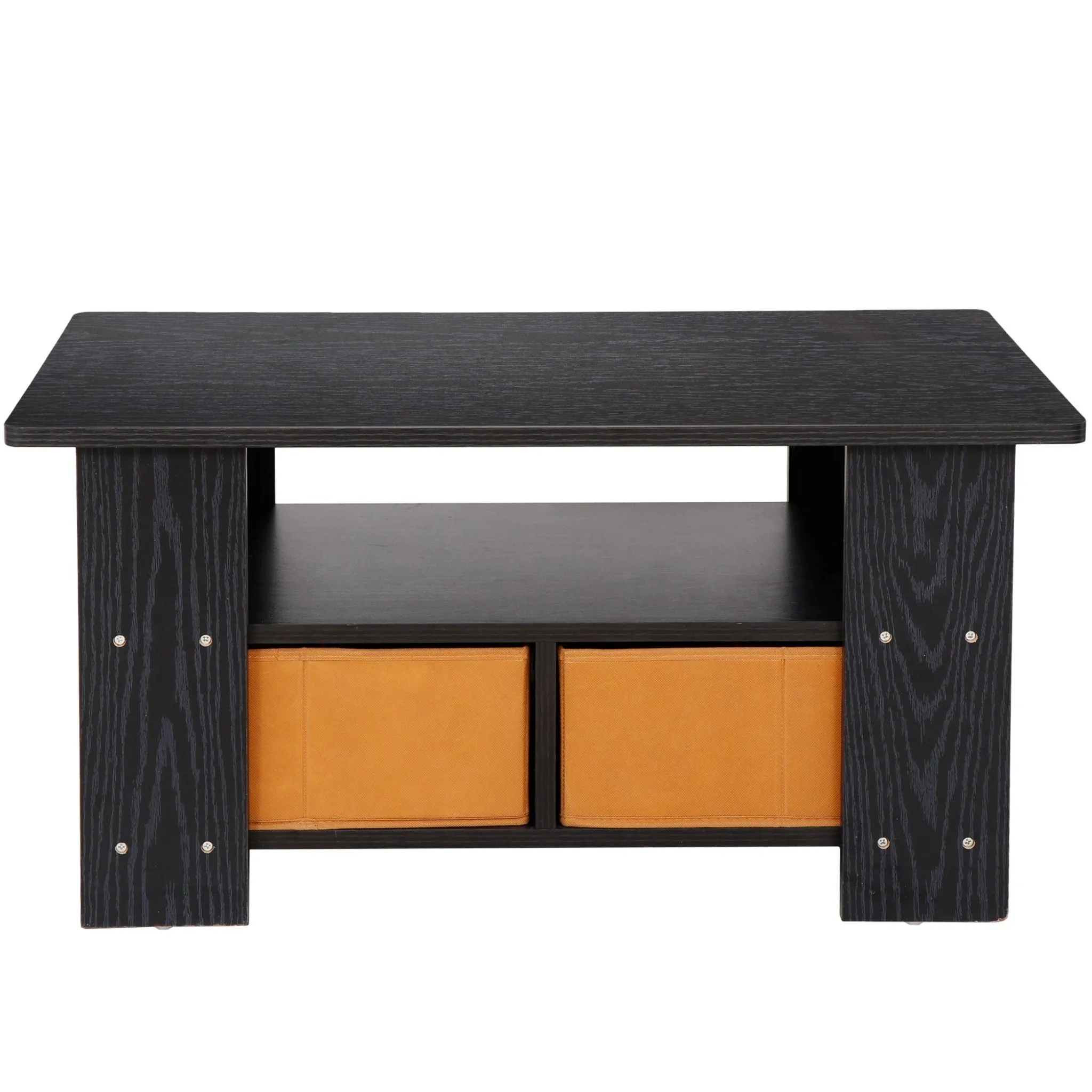 ZENY™ Coffee Table with Storage Shelves and Bin Drawer, Modern Wood Coffee Table