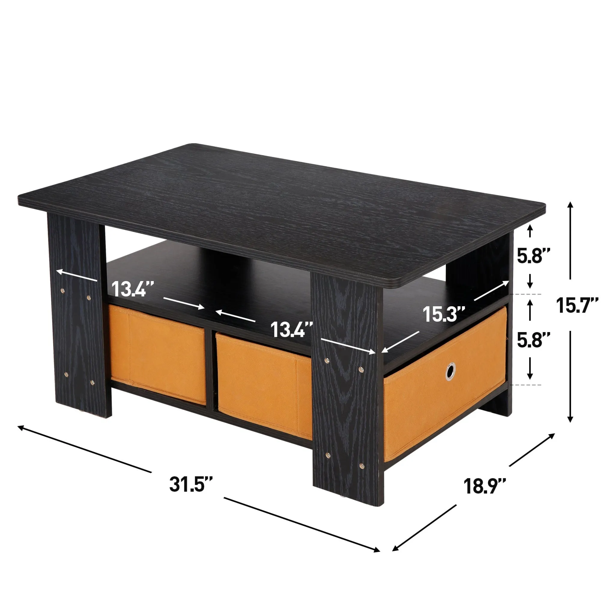 ZENY™ Coffee Table with Storage Shelves and Bin Drawer, Modern Wood Coffee Table